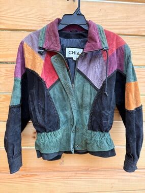CHIA Multicolor Suede Patchwork Bomber Jacket - Women's